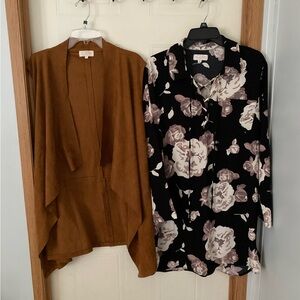 Mudpie floral boho dress and  suede boho vest med/large